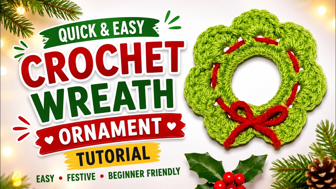 How To Crochet A Wreath Ornament Tutorial for Beginners | Crochet Christmas Ornaments