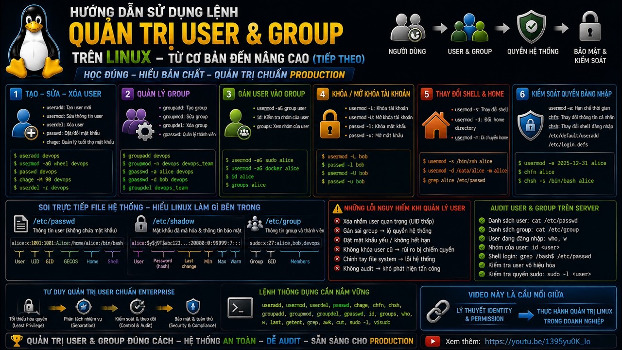 41. Hướng dẫn sử dụng lệnh quản trị User & Group trên Linux – Từ cơ bản đến nâng cao (tiếp theo)
