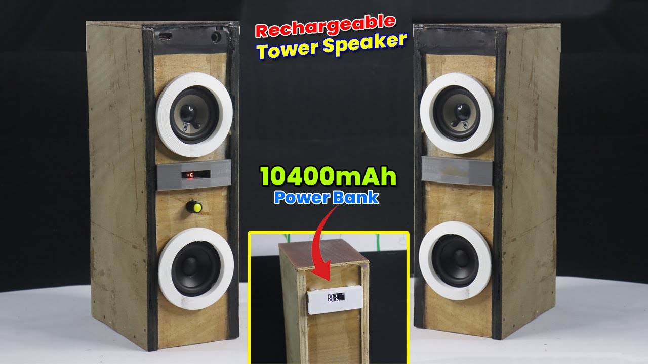 How To Make Bluetooth Tower Speaker with 10400mAh Power Bank | Powerful Sound + Backup Charging 🔋🎵