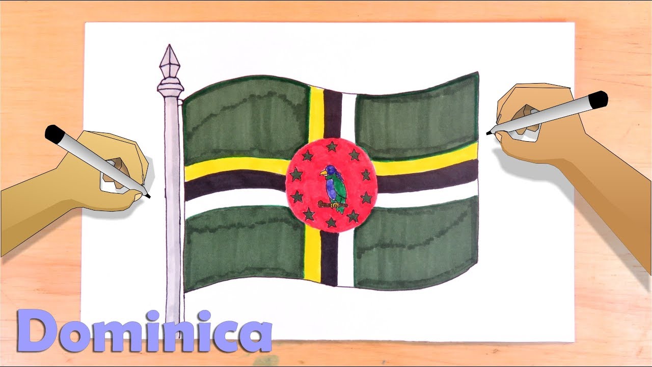 How to draw the flag of Dominica - Dibuja la Bandera Nacional