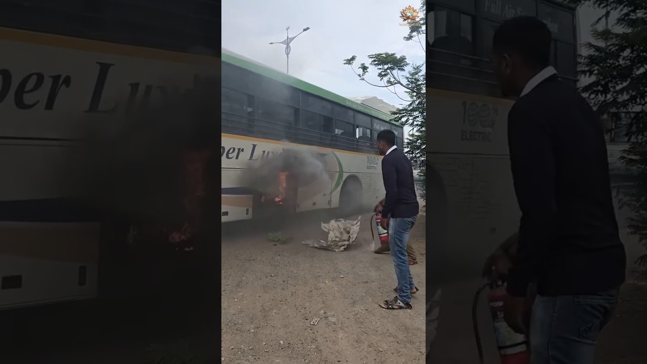 Bus carrying passengers catches fire..! 🔥🚌