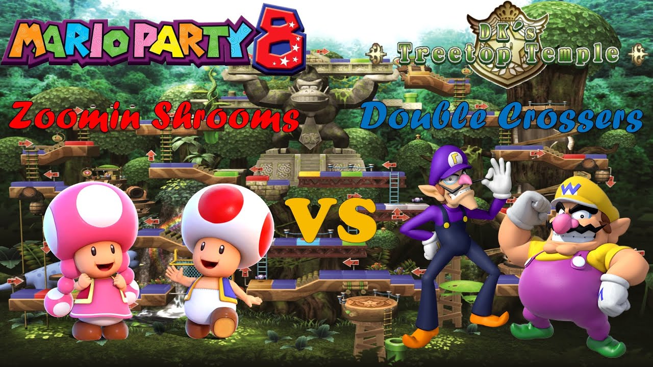 Mario Party 8 - Toadette & Toad vs Wario & Waluigi - DK's Treetop Temple