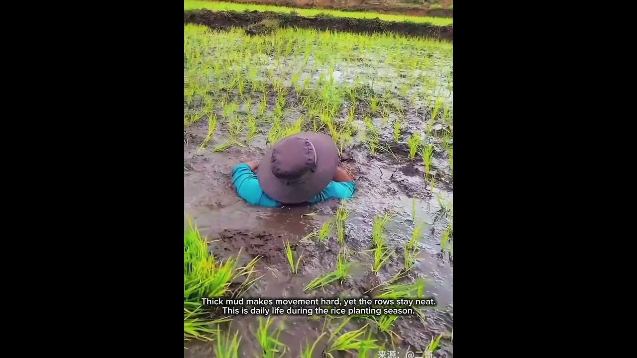 Planting Rice While Submerged in Mud #agriculture