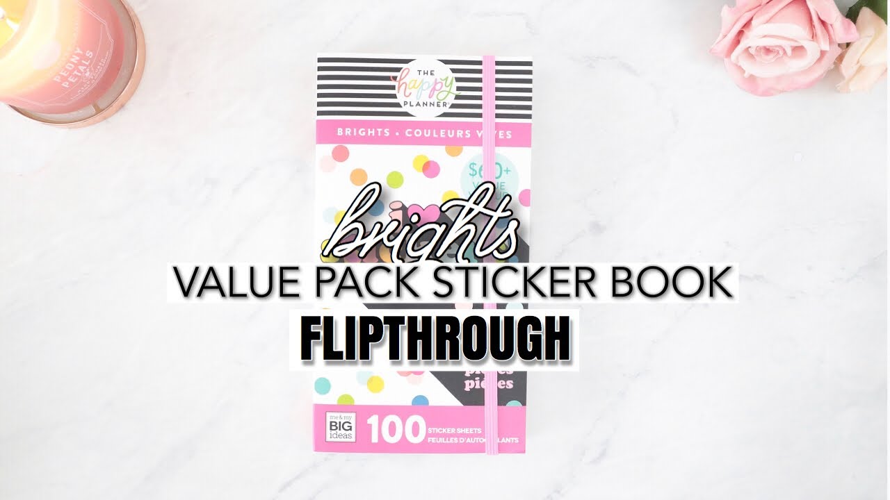 Brights MEGA Value Pack Sticker Book Flipthrough | The Happy Planner | At Home With Quita