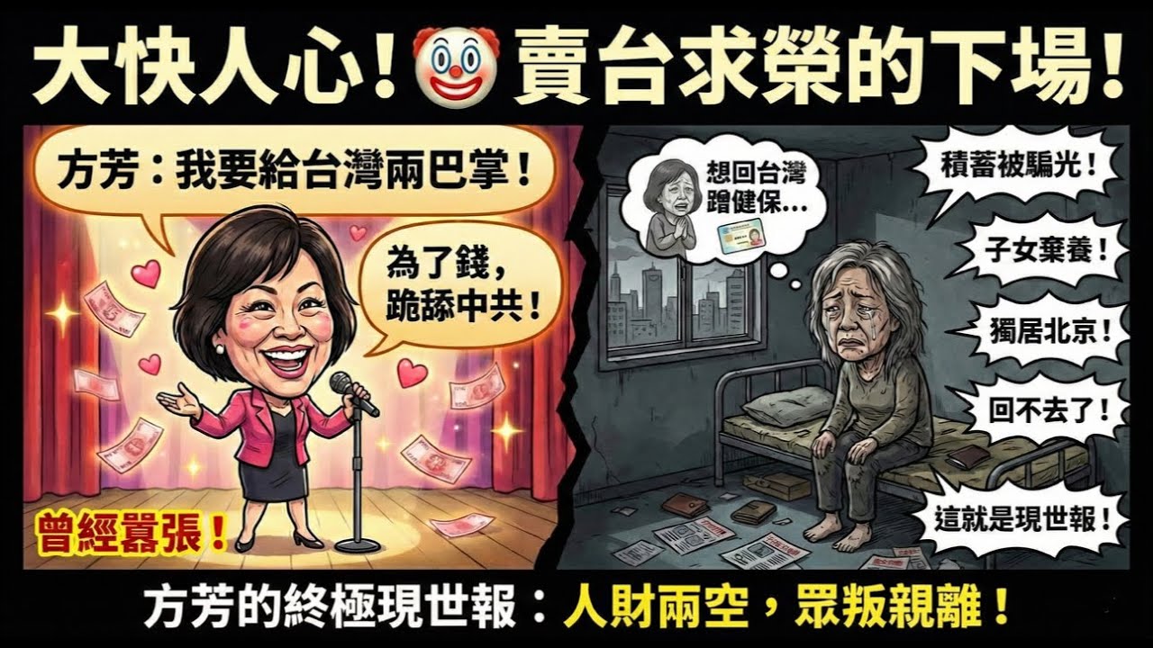 大快人心！🤡 賣台求榮的下場！方芳為錢跪舔中共，結果被騙得一無所有！連親生子女都嫌丟人？網友笑翻：這就是現世報！