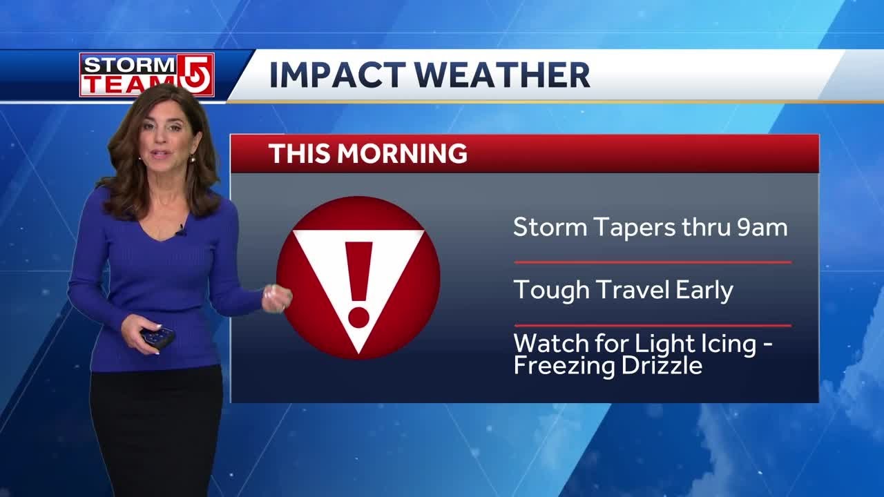 Video: Tough travel early as snow lingers in some parts of Massachusetts