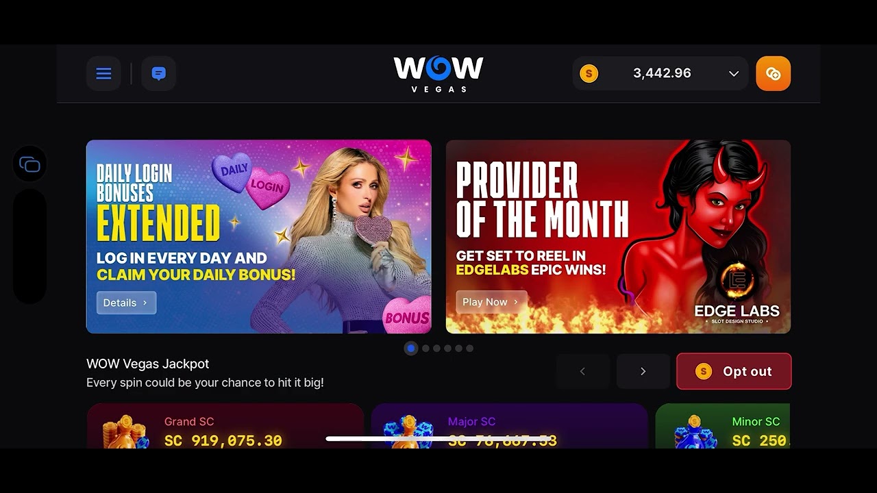 One of my favorite online casino !!! 🎰 Wow Vegas casino !! $10sc spin
