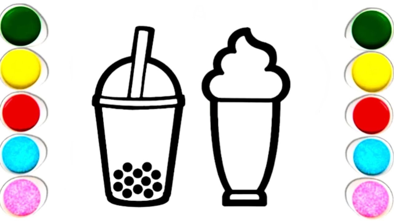 How to drawing and coloring bubble milk Tea Milkshake and Popsicle for children || easy drawing 