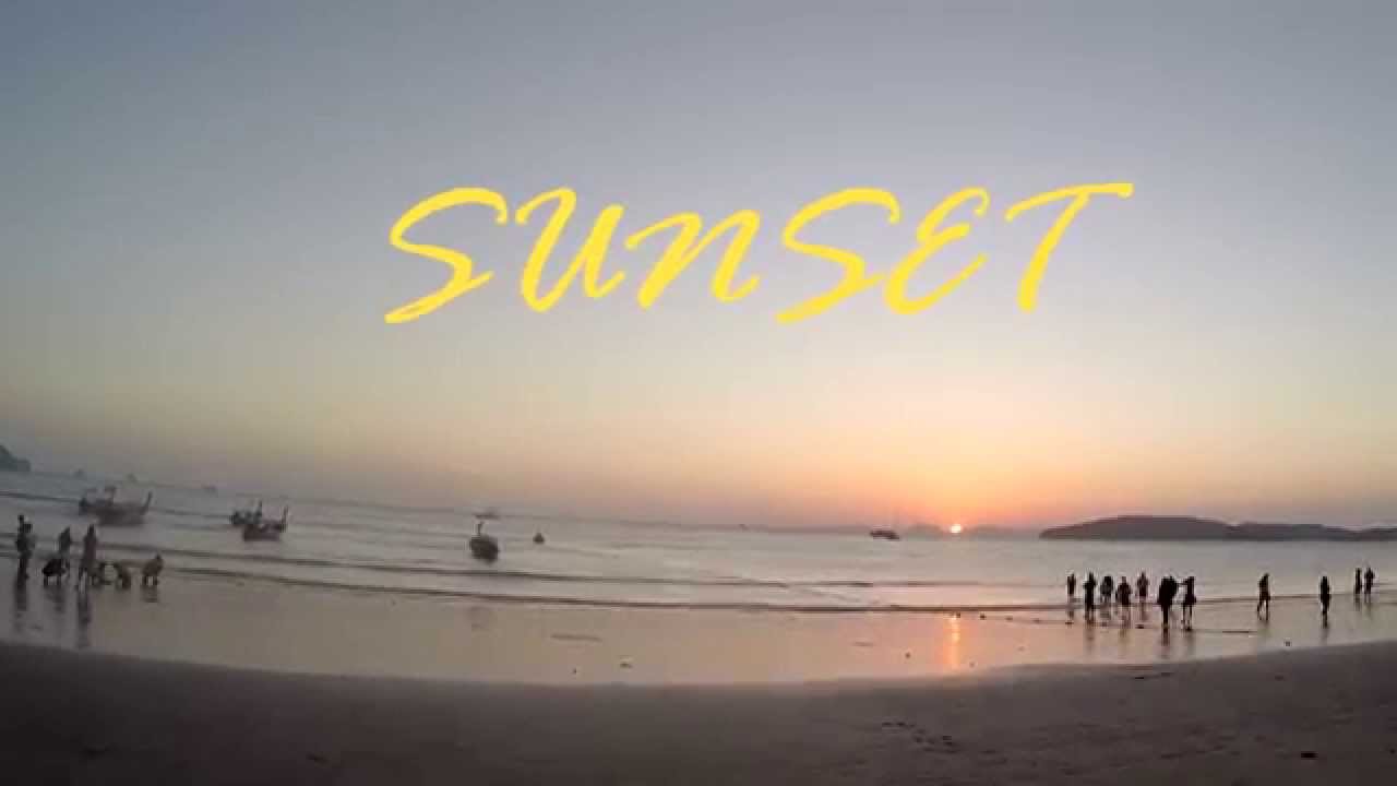 Sunset at Ao Nang Beach Krabi, Thailand - Aerial view (GoPro Hero4)