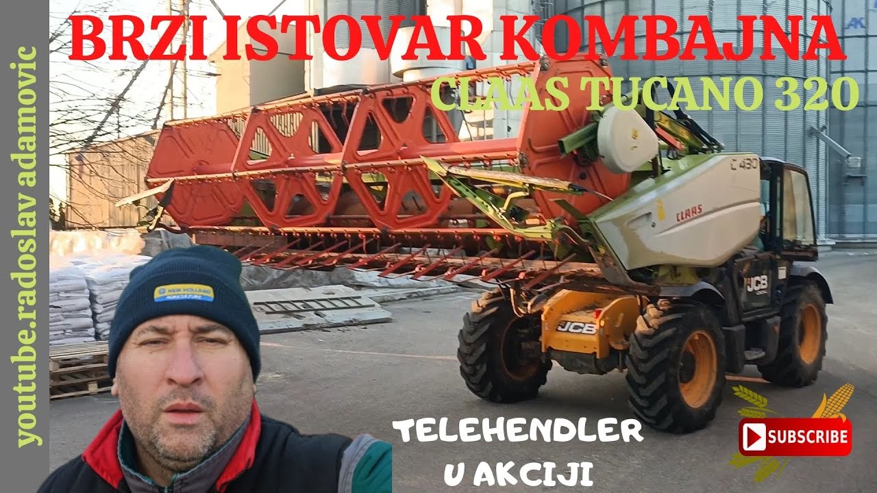 BRZI ISTOVAR KOMBAJNA CLAAS TUCANO 320:TELEHENDLER U AKCIJI;FAST UNLOADING OF CLAAS TUCANO 320