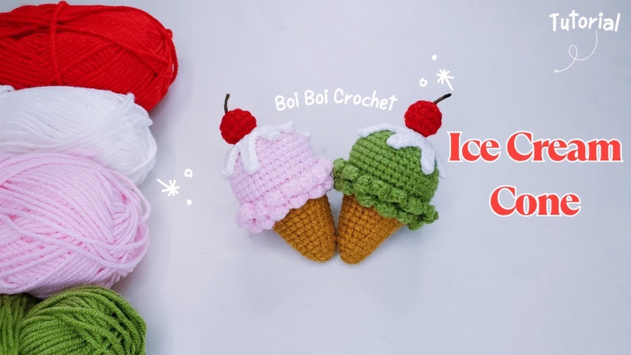 Ice Crochet Tutorial 🍦| Crochet Ice Cream Cone | Easy And No Sew | Boi Boi Crochet