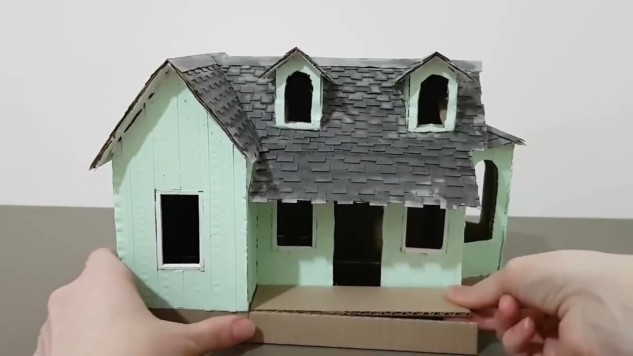 用纸板制作小木屋，手工制作，创意手工