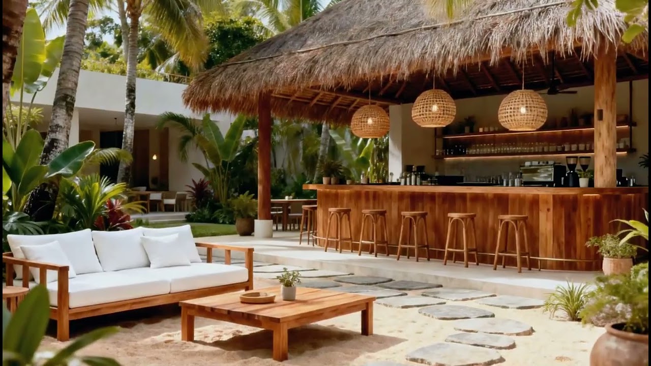 Outdoor Cafe with Jazz Music |A Cozy Outdoor Garden Atmosphere with Soft Jazz Music