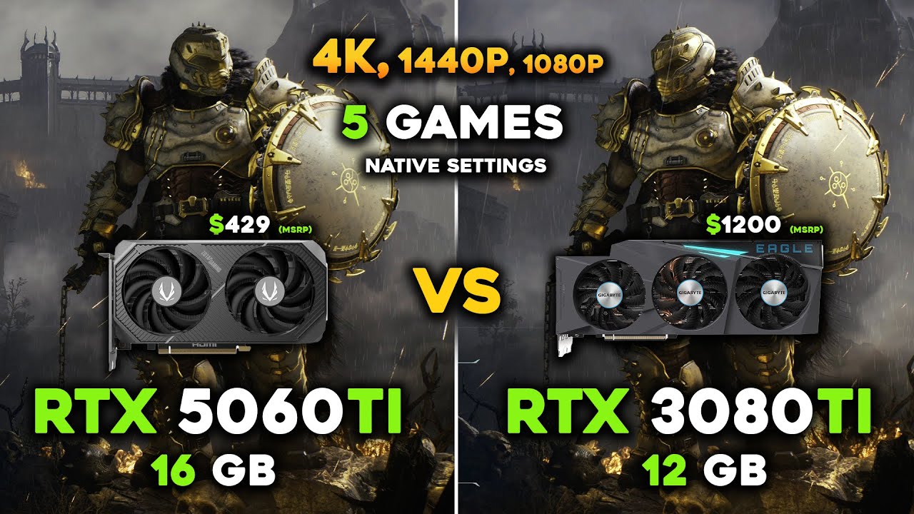 RTX 5060Ti против RTX 3080Ti | 9800x3D | Сравнение 5 игр | Бенчмарк | 4K, 1440p, 1080p