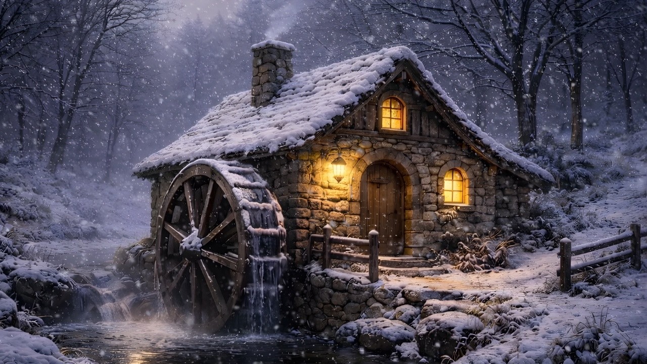 The Quiet Watermill | Medieval Celtic Ambience of Winter for Sleep & Relaxation
