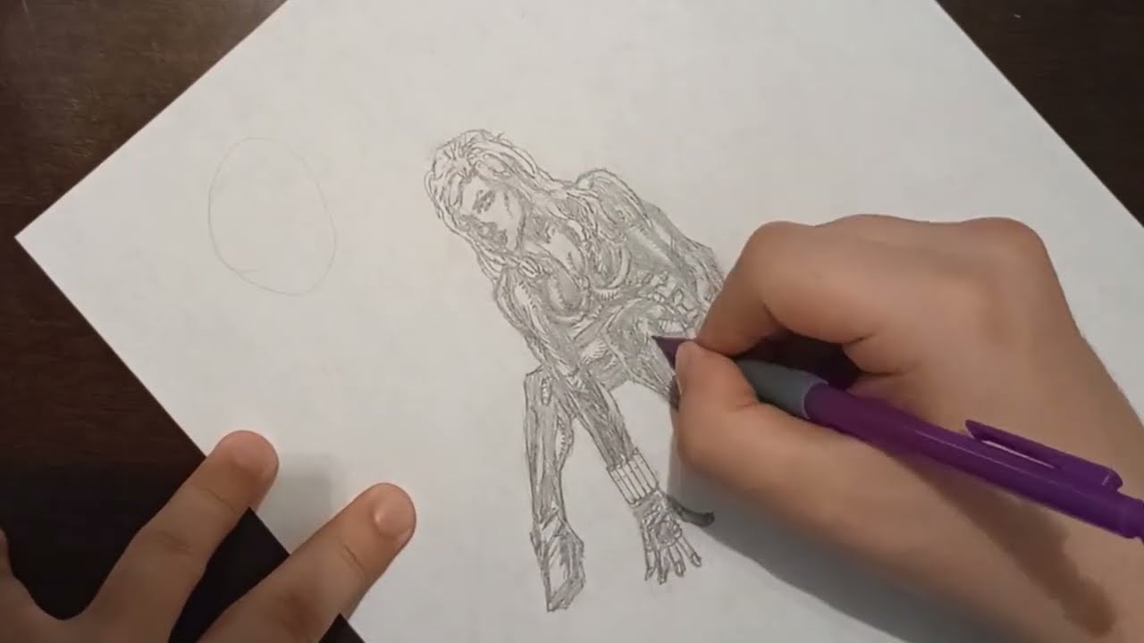 THE PROCESS OF ME DRAWING BLACK WIDOW FROM MARVEL