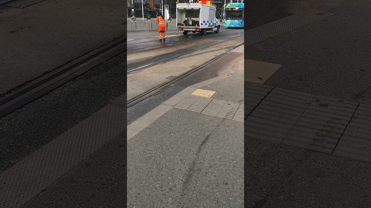Cleaning the Tram Track Girl Power-Sweden Transport #shorts #tram #sweden