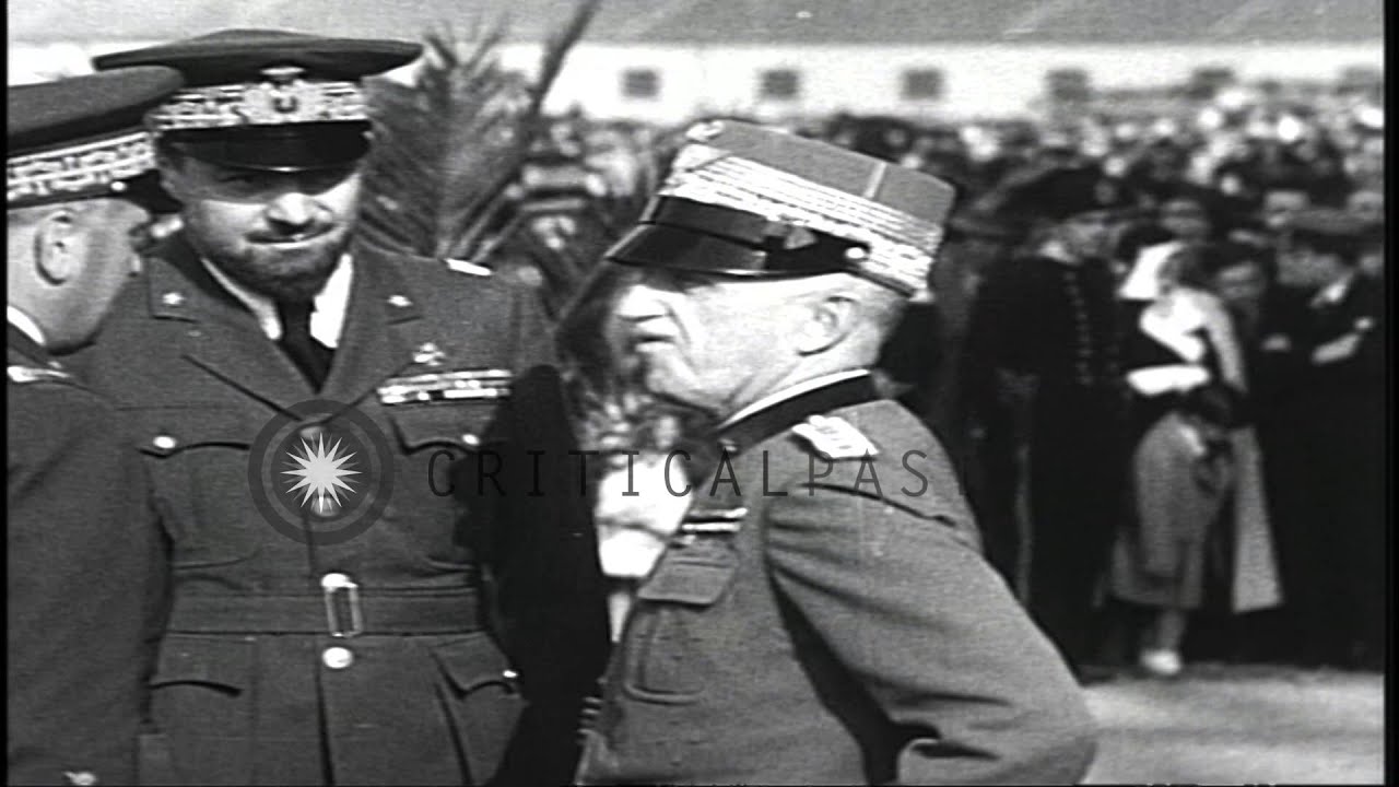 King Victor Emanuel III inspects German Graf Zeppelin as it lands in Rome, Italy. HD Stock Footage