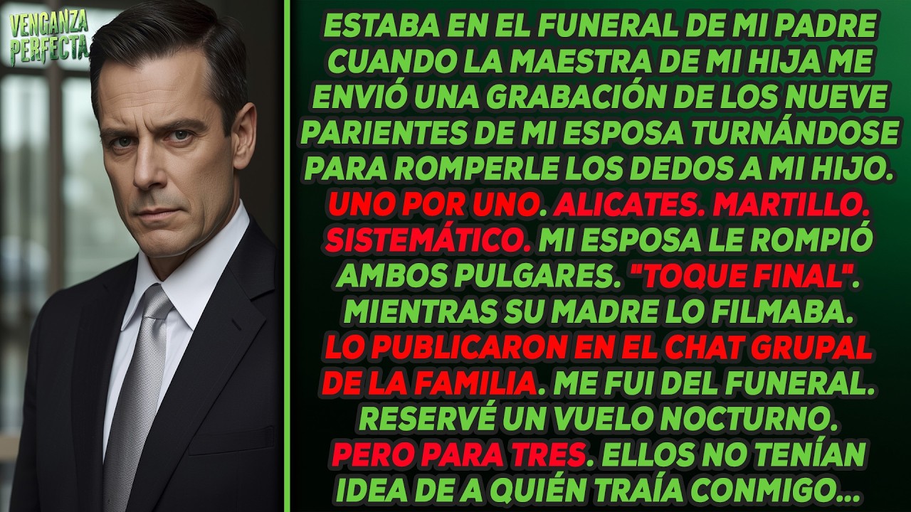 Estaba en el funeral de mi padre cuando la maestra envió un video de la familia de mi esposa ...