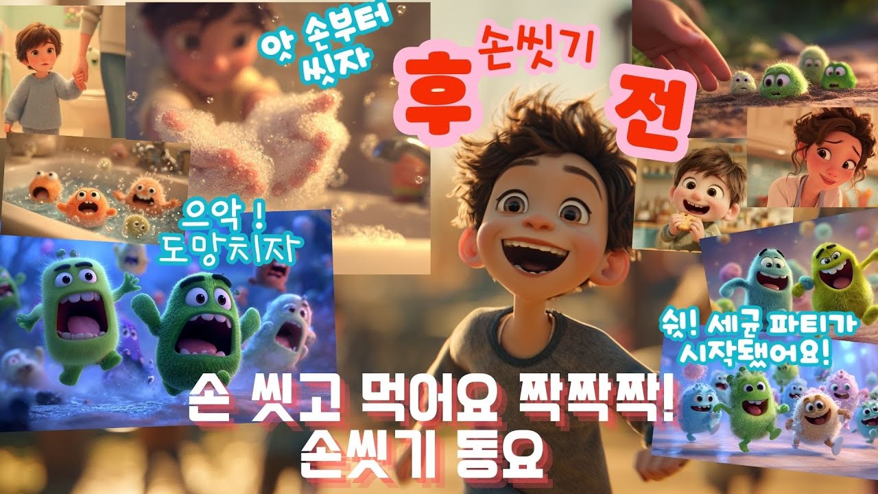 손 씻고 먹어요 짝짝짝! | 손씻기 동요/세균 파티? 아니야! 손씻기 대작전!