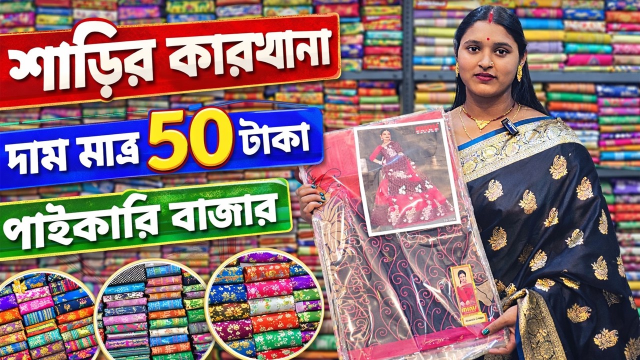 Saree Factory Wholesale Market | Saree Only 50 Taka | Cheapest Saree Market in India