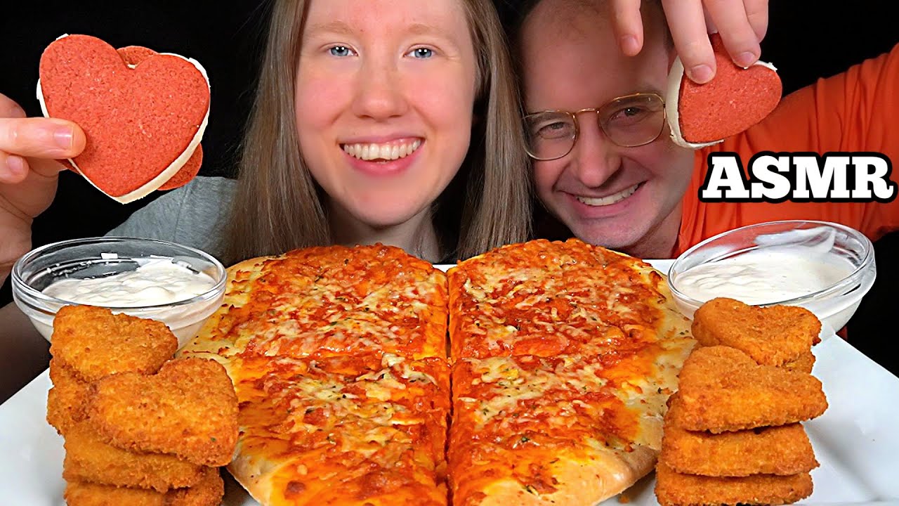 ASMR VALENTINE'S DAY PIZZA MUKBANG (No Talking) EATING SOUNDS