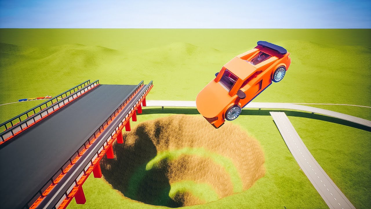 Lego Car Falls into a Pit | Brick Rigs