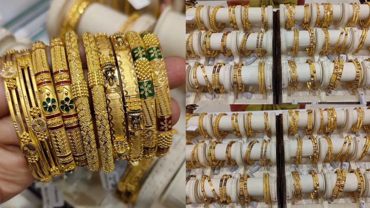 Sree Kumaran Thangamaaligai Light Weight Gold Bangles with Price/ Dailywear & Fancy Bangle Designs