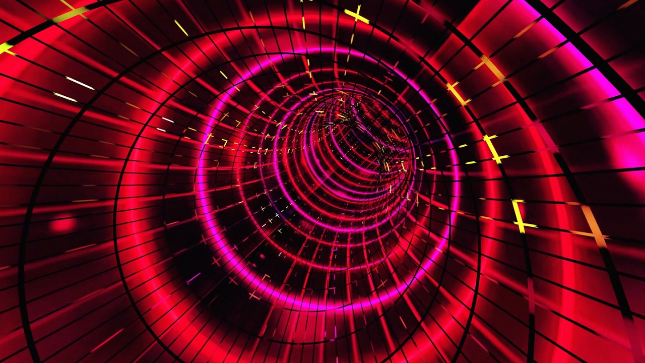4K 3 Hours Mind Relaxing Trippy Tunnel Metaliic Red Color Neon Light Abstract Background Video