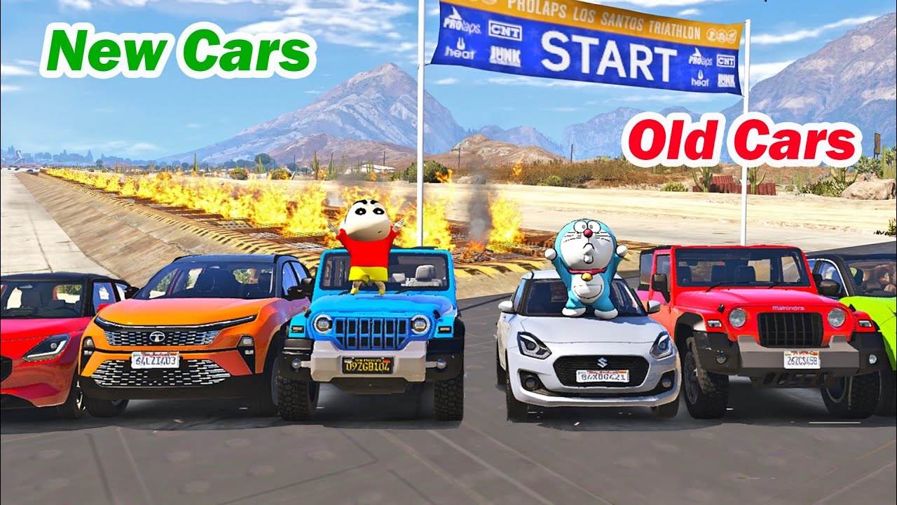 gta 5 fire ramp challenge new Indian cars vs old Indian cars | gta 5 fire ramp test | gta 5 telugu
