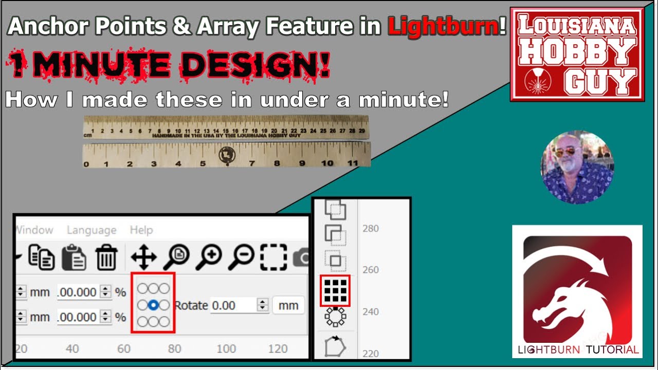 ⚓ Anchor points & the array tool. Making rulers in Lightburn!