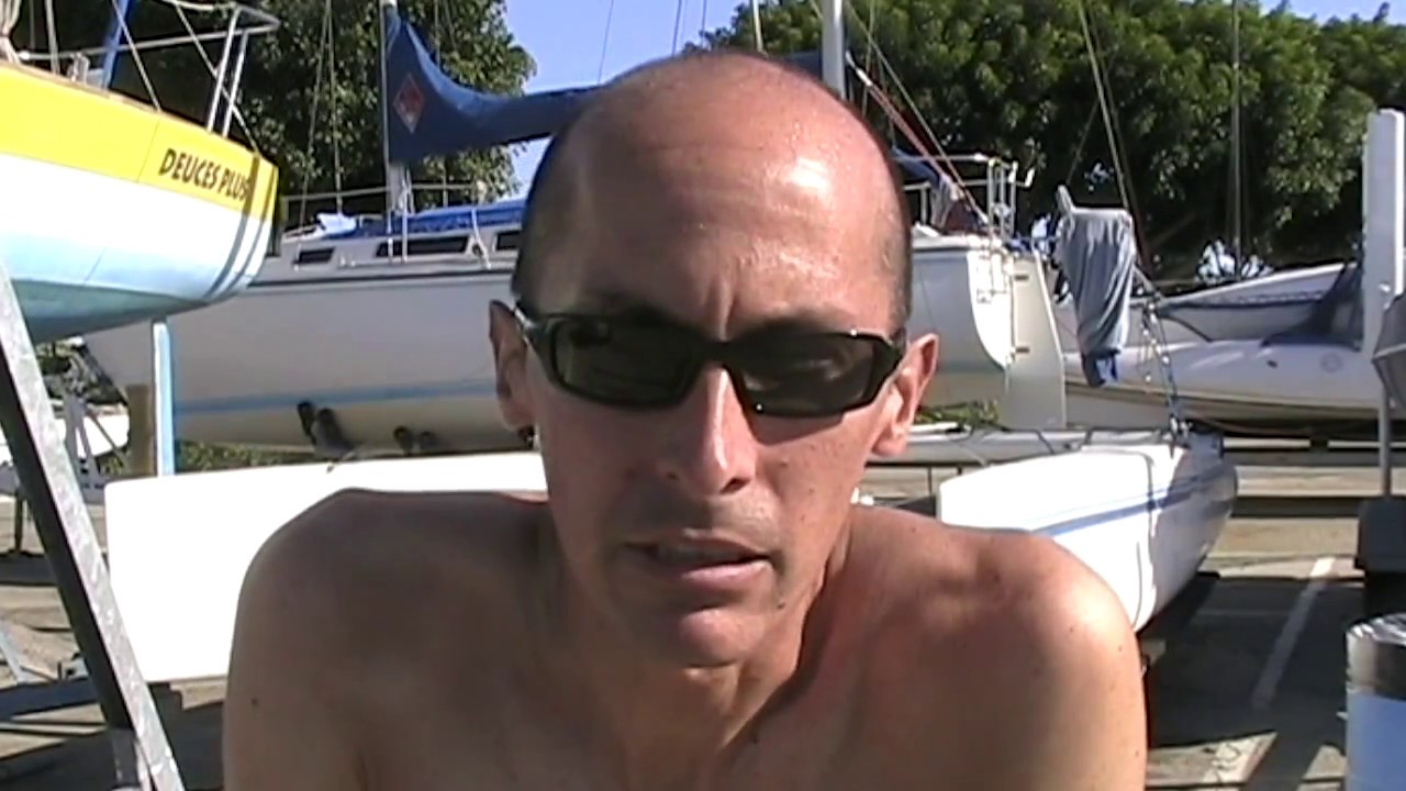Nacra 5.8 Catamaran rigging launch and return.  Marina Del Rey