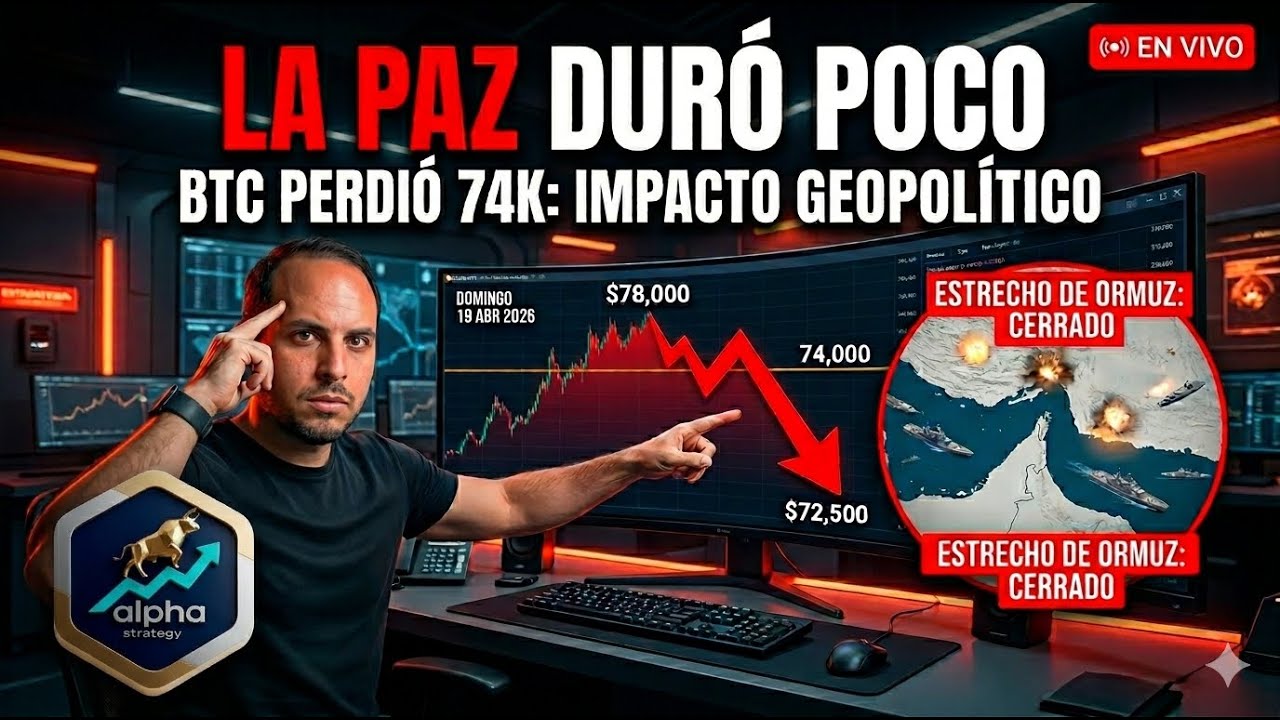 LA PAZ DUR&Oacute; POCO: BITCOIN pierde los 74K, cierre de ORMUZ🚨 (Nivel Cr&iacute;tico)