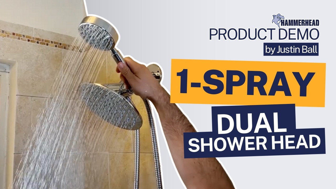 Demo: All Metal Dual Shower Head with Brass 3-Way Diverter by HammerHead Showers