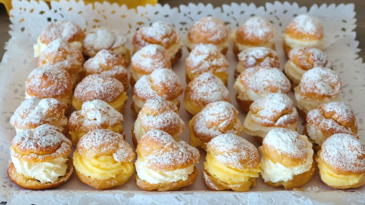 Profiteroles con dos rellenos. Con el TRUCO del horno que nunca falla
