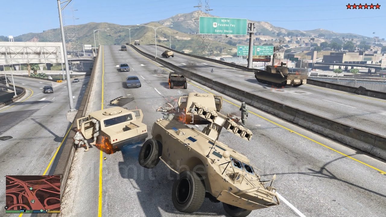 GTA V APC Tank SAM Battery Rampage + 10 Star Wanted Level Escape(RDE 4.1.2)