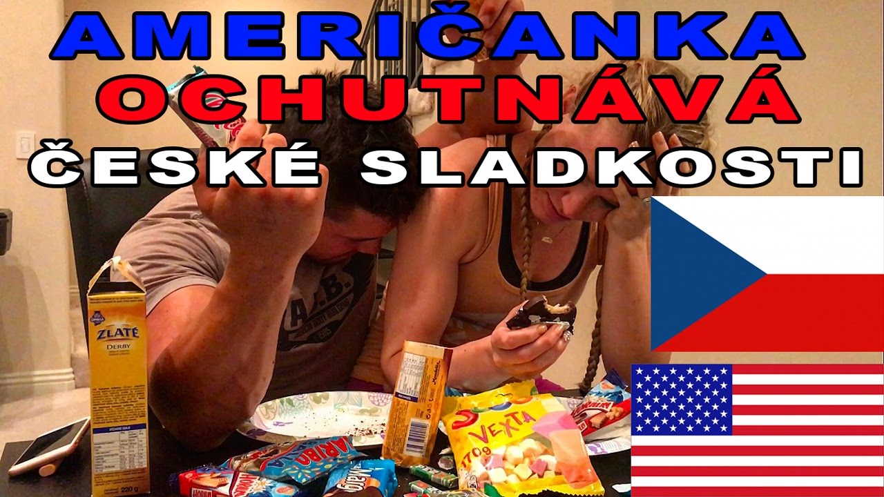 Američanka ochutn&aacute;v&aacute; česk&eacute; sladkosti. Kamil a Amie