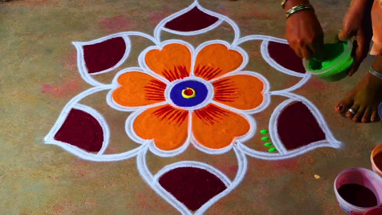 Bhogi pongal 🌻diyamuggulu beautiful rangoli 3*2🌻thai Pongal special 🌻mattu pongal flowers kolam