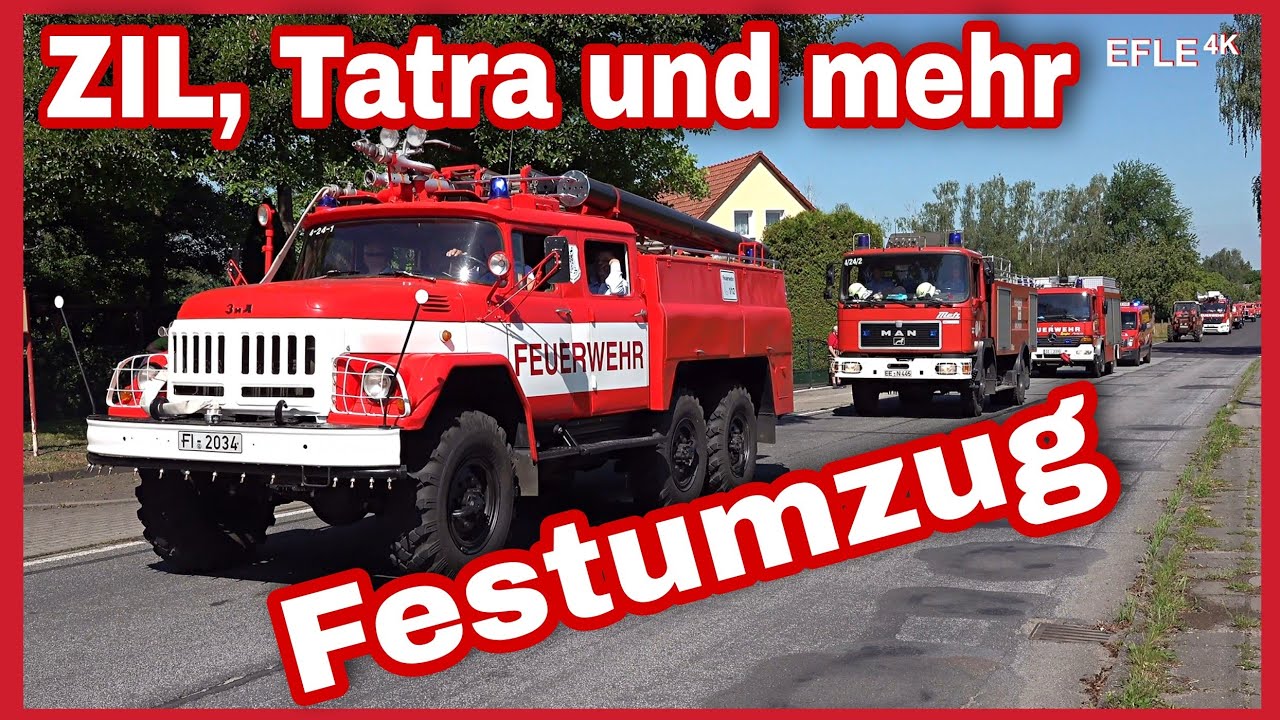 100 JAHRE FREIWILLIGE FEUERWEHR RÜCKERSDORF: Festumzug mit über 40 Fahrzeugen durch das Dorf