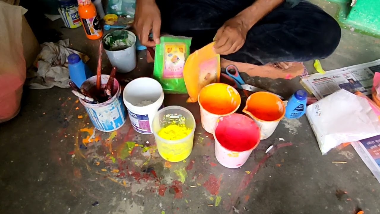 फ्लोरोसेंट कलर बनाना मिक्स करना सीखे fluorescent powder, painting,hindi tutorial