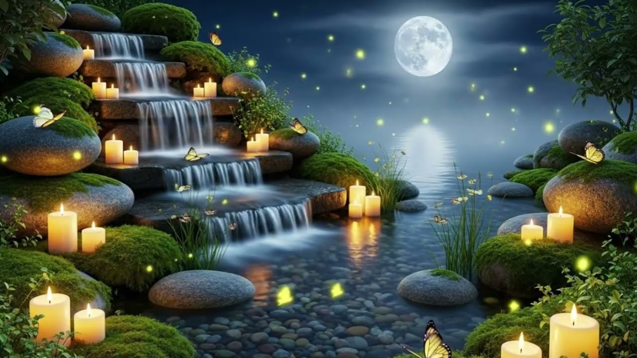 Relaxing Music for Healing Water of the harp and flute Sounds 💖Relieves Stress,​Anxiety & Depression
