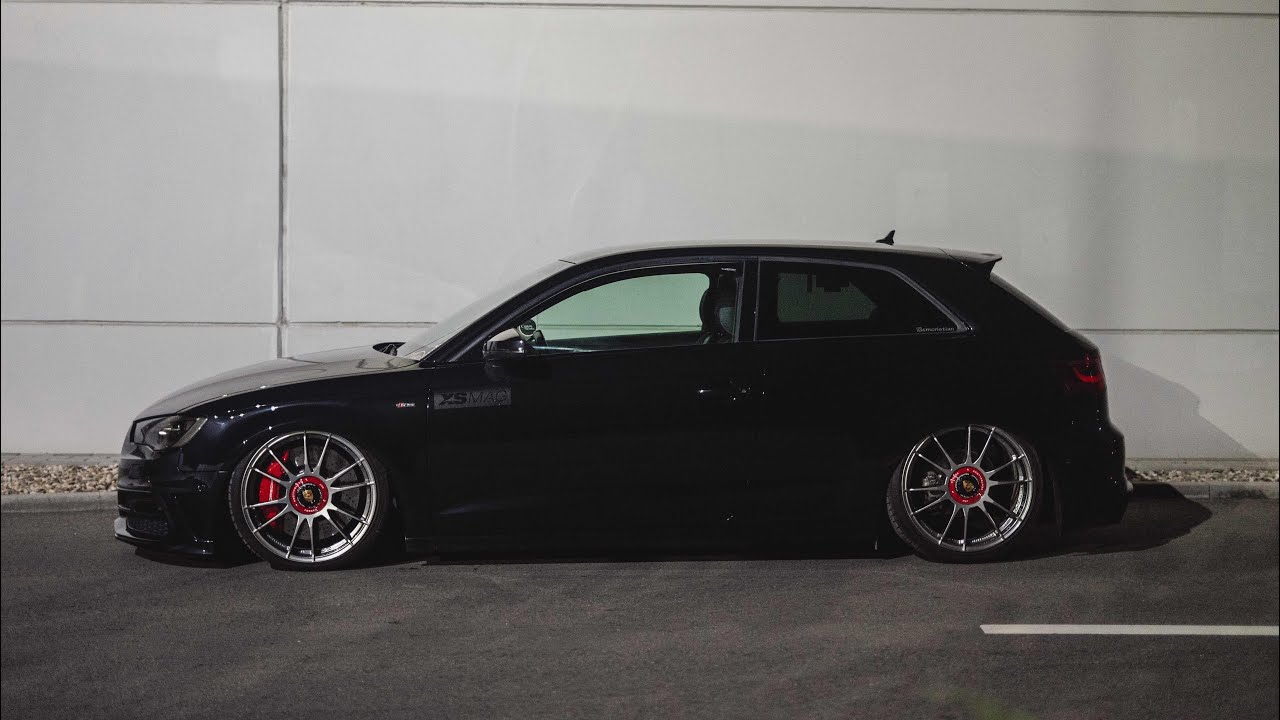 Bagged Audi A3 on OZ Racing Ultraleggera wheels @ the car wash