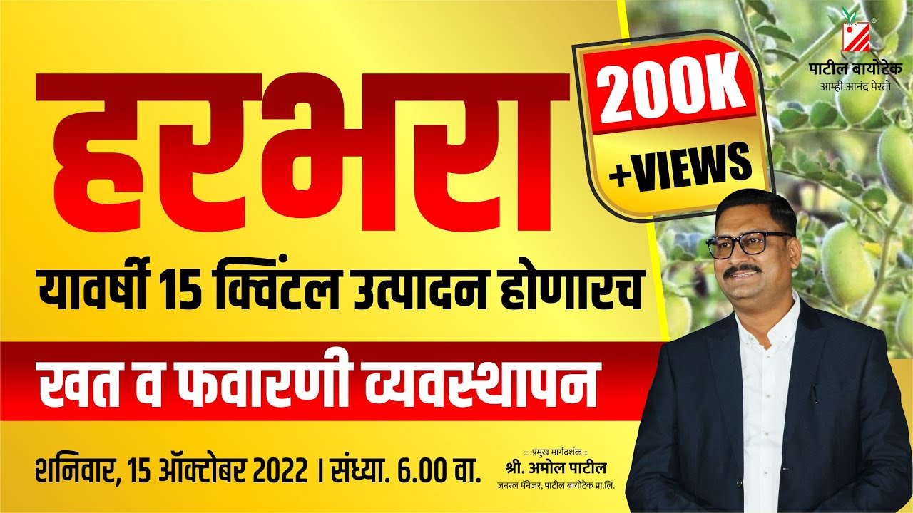 हरभरा यावर्षी १५ क्विंटल उत्पादन होणारच - #पाटील बायोटेक तंत्रज्ञान