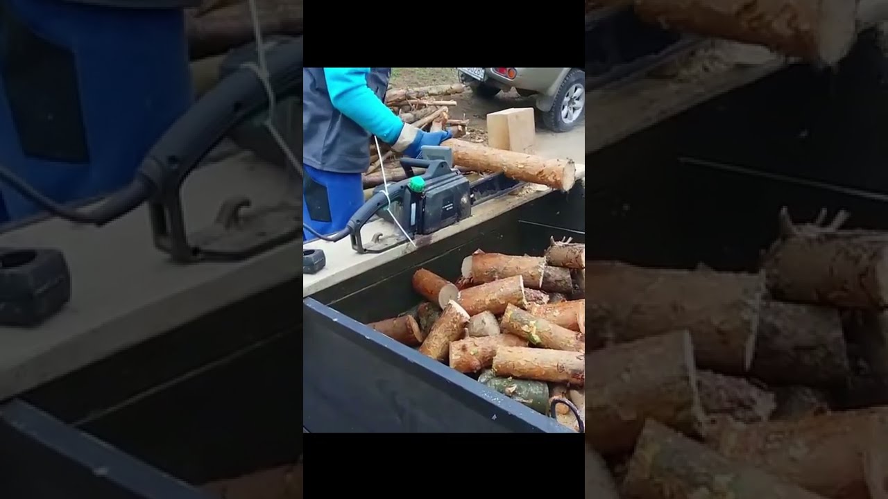 Homemade Firewood Processing NINJA Technique 😲 - #Chainsaw #Cutting #Firewood #Shorts (Talant)