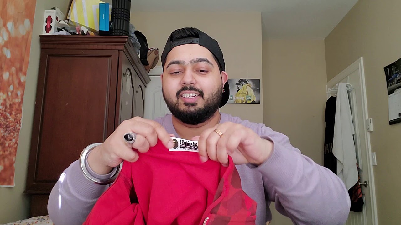 Red Camouflage Bathing Ape Champion hoody XL Unpacking/Review