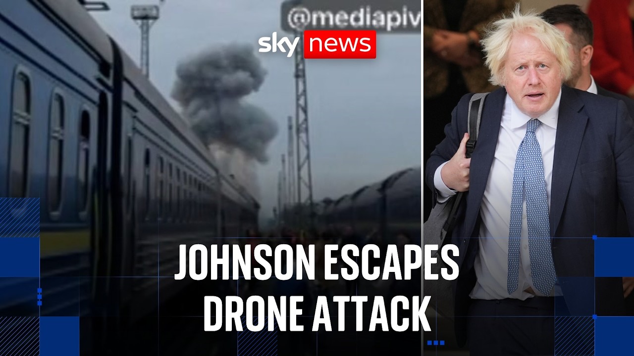 Train behind Boris Johnson struck by Russian drone near Ukraine-Poland border
