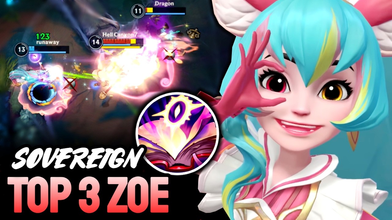 WILD RIFT ZOE - TOP 3 ZOE GAMEPLAY - SOVEREIGN RANKED