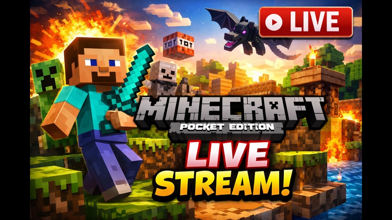 🔴 Minecraft PE LIVE 🔥 Survival on Mobile | Bedrock EditionLive streaming of Blackk