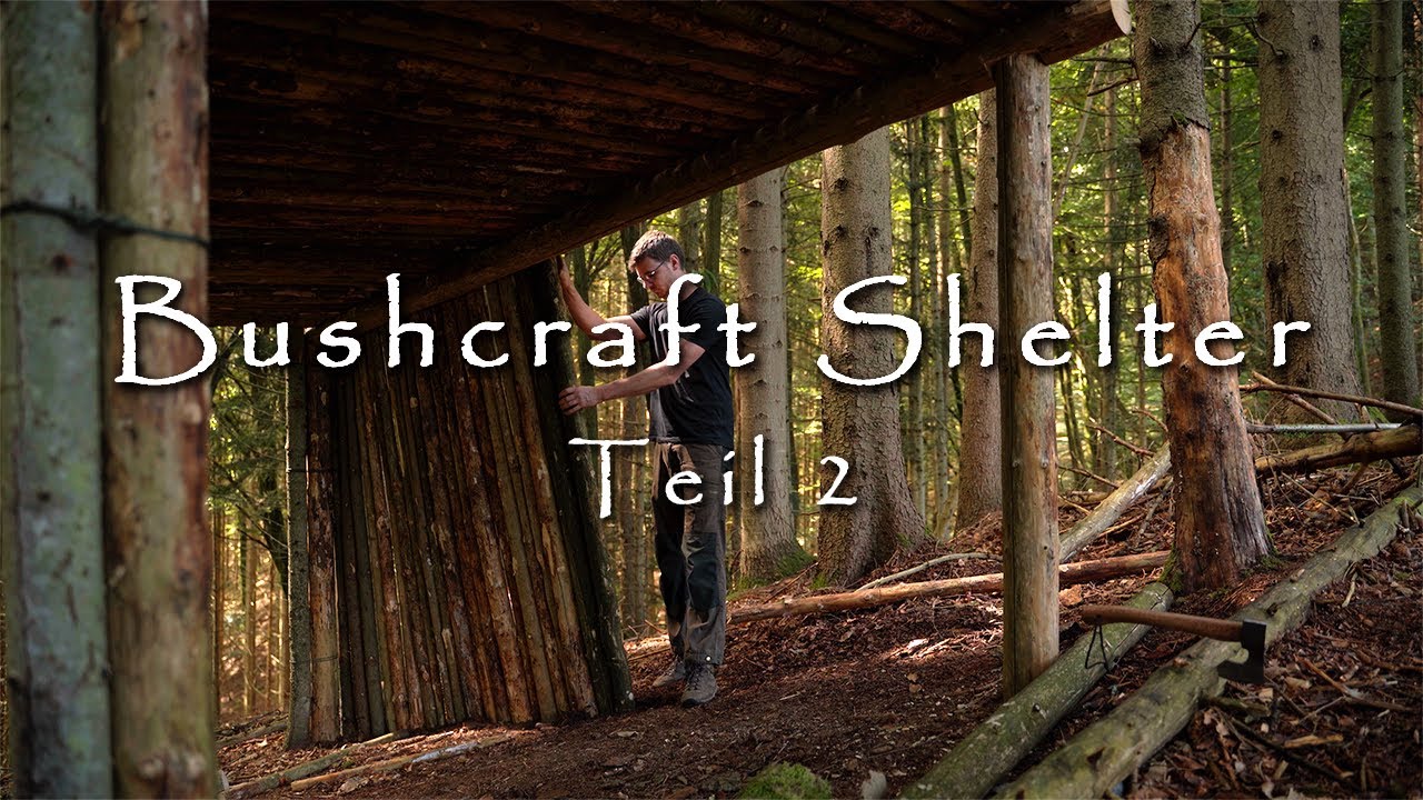 Ich baue einen massiven Bushcraft Shelter im Wald | Teil 2/3