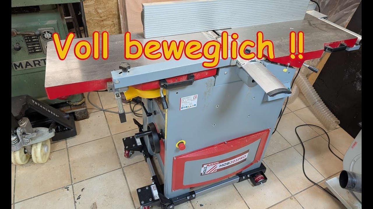 Abricht Dicktenhobel Holzmann HOB 305 PRO auf Universalfahrwerk von HBM